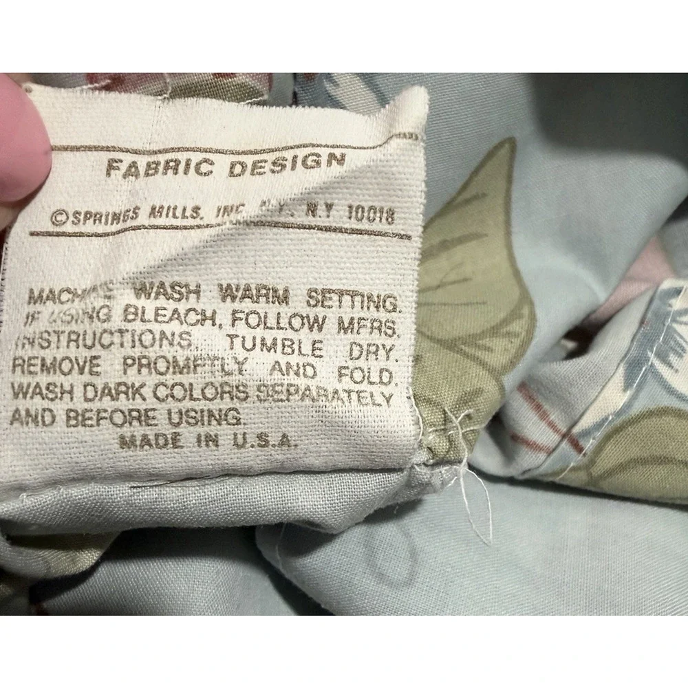 Bill Blass Springmaid Twin Sheet Set Percale Floral Blue Pink Green Vintage